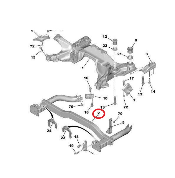 Cadru motor, suport suspensie Citroen C5 (Rd/Td), 01.2008-; Peugeot 407, 05.2004-12.2010; Peugeot 508, 09.2014-12.2018; Peugeot 508, 11.2010-12.2014, Fata, Aftermarket