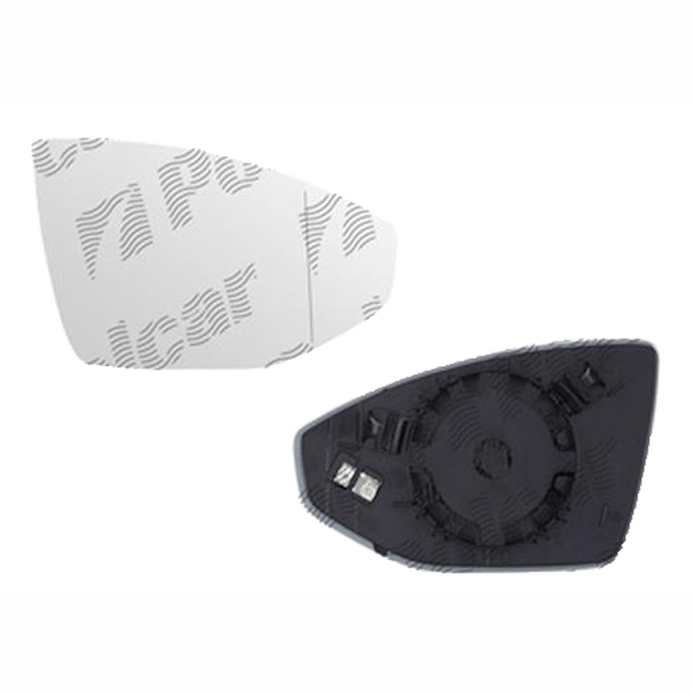 Geam oglinda exterioara cu suport fixare Audi A6 (C8), 03.2018-; A7 (4g), 2018-, Sportback ; A8 (D4/4f), 2018-, partea Dreapta, incalzit; sticla asferica; geam cromat, Aftermarket