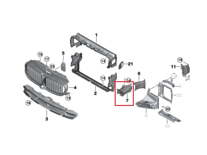 Deflector aer radiator Bmw Seria 5 (G30/G31), 05.2017-, Fata, partea Stanga, Aftermarket