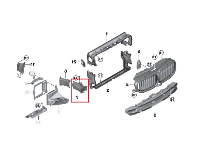 Deflector aer radiator Bmw Seria 5 (G30/G31), 05.2017-, Fata, partea Dreapta, Aftermarket