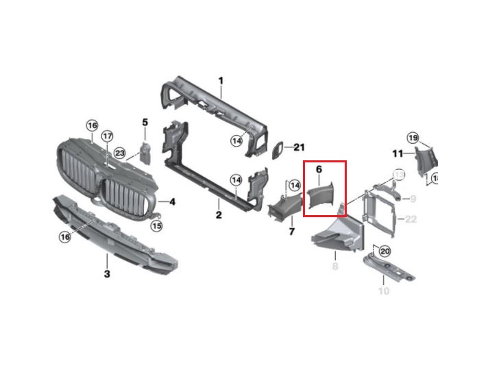 Deflector aer radiator Bmw Seria 5 (G30/G31), 05.2017-, Fata, partea Stanga, Aftermarket