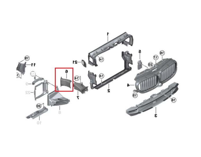 Deflector aer radiator Bmw Seria 5 (G30/G31), 05.2017-, Fata, partea Dreapta, Aftermarket