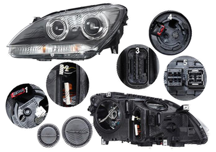 Far Bmw Seria 6/6 Gc (F08/F12/F13), 02.2011-, fata, Stanga, bi-xenon; cu lumini pentru curbe; cu LED daytime running light; D1S+H3+LED+PY24W; electric, AL (Automotive Lighting)