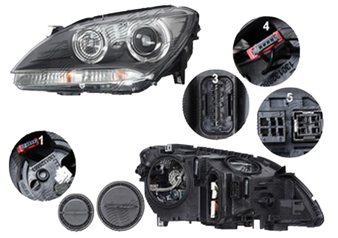 Far BMW Seria 6/6 GC (F08/F12/F13), 02.2011-, MAGNETI MARELLI, fata, dreapta, bi-xenon; cu 'lumina de zi' tip LED;tip bec D1S+H3+LED+PY24W; electric; fara modul lumini de zi LED; fara bec descarcare/ballast; fara unitate control nivelare; cu motor;