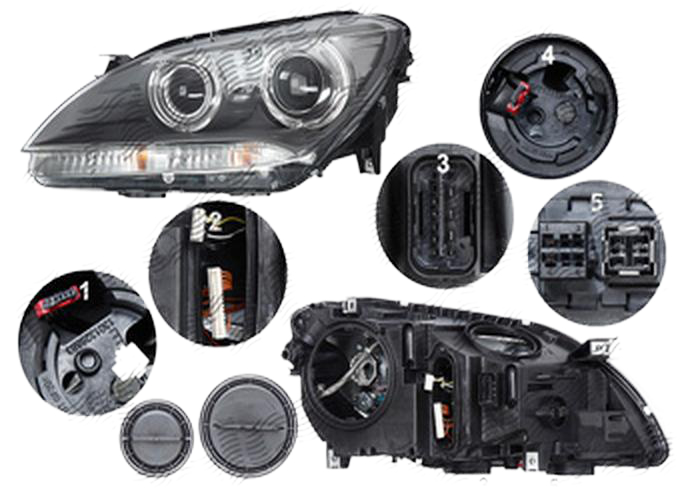 Far Bmw Seria 6/6 Gc (F08/F12/F13), 02.2011-, fata, Dreapta, bi-xenon; cu lumini pentru curbe; cu LED daytime running light; D1S+H3+LED+PY24W; electric, AL (Automotive Lighting)