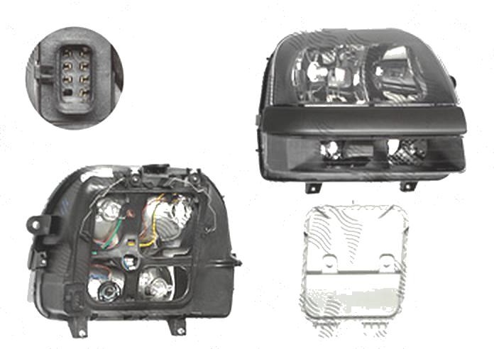 Far Fiat Doblo (119/223), 01.2001-12.2005, fata, Dreapta, Tip= Carello; H1+H7; electric; fara motoras, DEPO