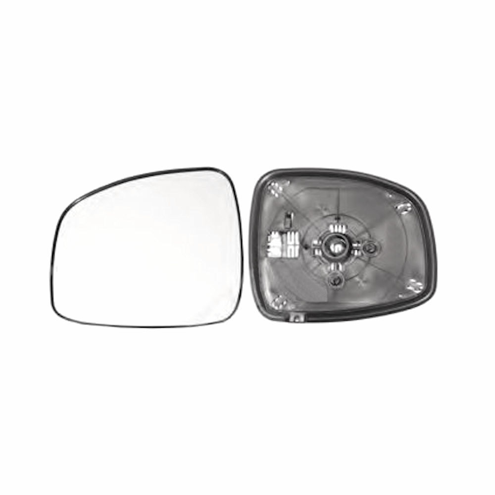 Geam oglinda exterioara cu suport fixare Fiat Sedici (Fy/Gy), 2012-2014, Suzuki Sx4 (Ey/Gy), 2012-05.2013, partea Stanga, incalzit; sticla convexa; geam cromat, Aftermarket