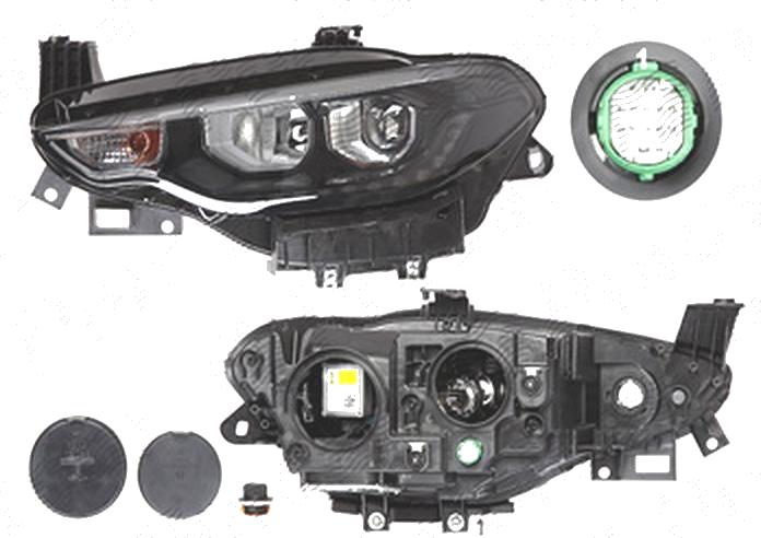 Far FIAT TIPO, 04.2016-, MAGNETI MARELLI, fata, partea stanga, bi-xenon; cu sistem iluminat in curba; cu 'lumina de zi' tip LED; D5S+H7+LED+PY21W; electric; cu bec descarcare in gaz; cu transformator;