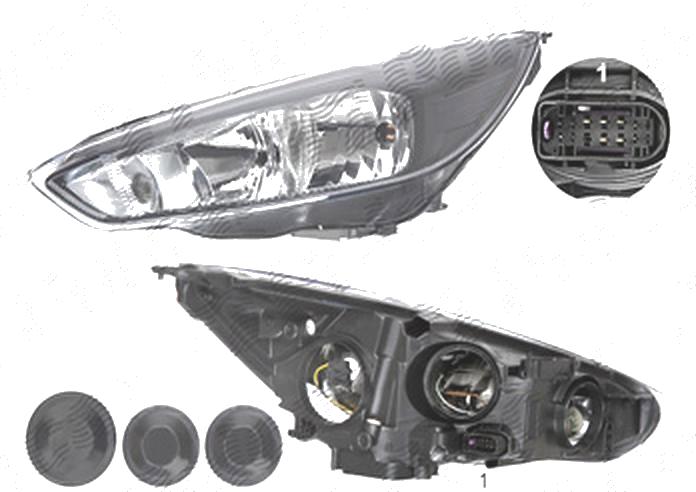 Far FORD FOCUS III, 10.2014-08.2018, DEPO, fata, partea stanga, tip bec H1+H7+PY21W+W5W; electric; negru; cu motor; Far FORD FOCUS III, 10.2014-08.2018, DEPO, fata, partea stanga, tip bec H1+H7+PY21W+W5W; electric; negru; cu motor;