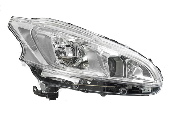 Far Peugeot 208, 04.2012-12.2019, Model Gt, Gti, Xy, partea Dreapta, cu lumina timp de zi tip LED; tip bec H7+H7; electric; cu motor; cu becuri, VALEO