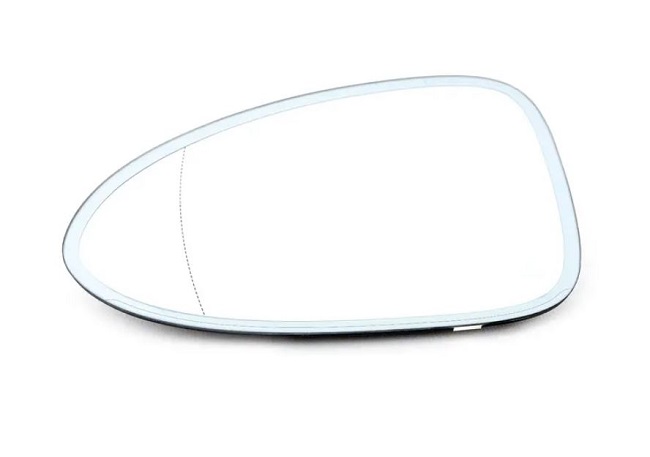 Geam oglinda exterioara cu suport fixare Porsche Macan (95b), 12.2013-, partea Stanga, incalzit; sticla asferica; geam cromat; 2 pini (poli), Aftermarket