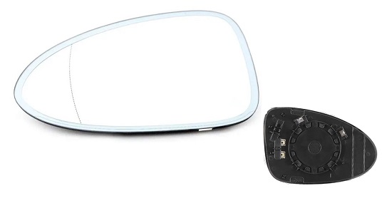Geam oglinda exterioara cu suport fixare Porsche Macan (95b), 12.2013-, Stanga, incalzita; geam asferic; cromat; 2 pini, View Max