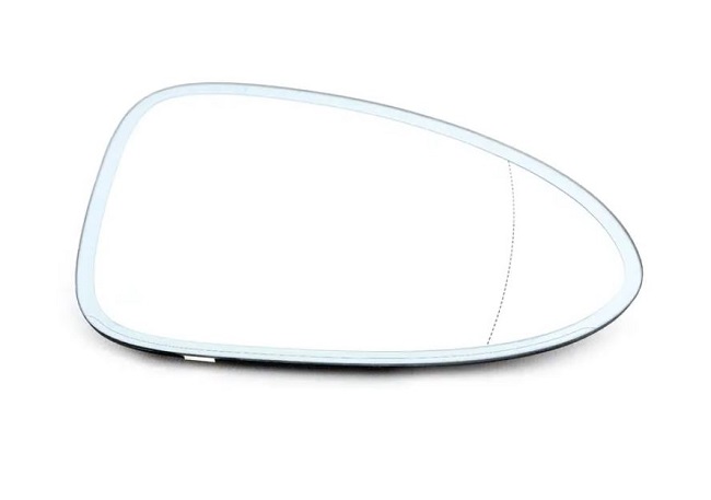 Geam oglinda exterioara cu suport fixare Porsche Macan (95b), 12.2013-, partea Dreapta, incalzit; sticla asferica; geam cromat; 2 pini (poli), Aftermarket