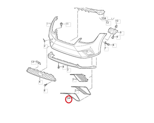 Grila bara Seat Ibiza, 10.2017-, Fata, partea Stanga, cu locas proiectoare; grunduit, Aftermarket