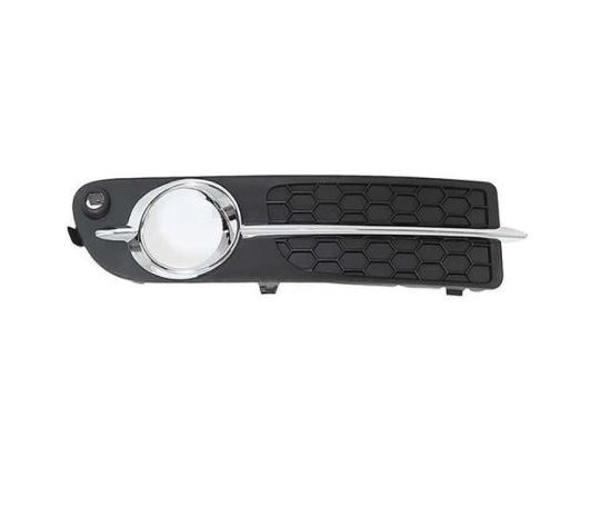 Grila bara Volvo S80 (As), 04.2006-05.2013, Fata, partea Dreapta, cu gauri pentru Senzori de parcare (PDC); cu ornamente cromate; cu gaura pentru lampa de ceata, Aftermarket