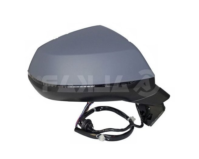 Oglinda usa exterioara Audi Q7 (4m), 06.2015- Si Q7 (4m), 10.2019-, partea Stanga, reglare electrica; grunduit; incalzit; sticla asferica; geam cromat; rabatabil; 12 pini; cu Lucas; cu functie de unghi mort, View Max