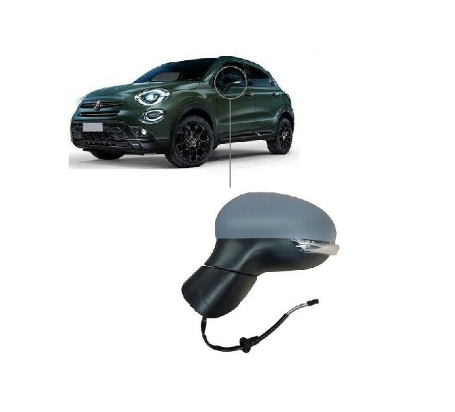 Oglinda usa exterioara Fiat 500x, 04.2015-, partea Stanga, reglare electrica; grunduit; incalzit; sticla convexa; geam cromat; cu Lucas, Aftermarket