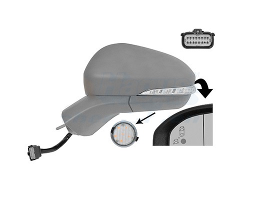 Oglinda usa exterioara Ford Mondeo, 10.2014-, Stanga, reglare electrica; grunduit; incalzit; cu functie de unghi mort; sticla asferica; geam cromat; rabatabil; memorie; 16 pini (poli); cu Lucas; cu lampa perimetru; brat oglinda grunduit