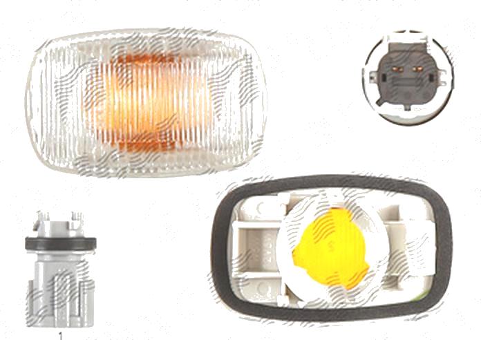 Lampa semnalizare laterala Isuzu D-Max, 01.2002-06.2012, fata, Stanga = Dreapta, alb; cu suport becuri; fara omologare, DEPO