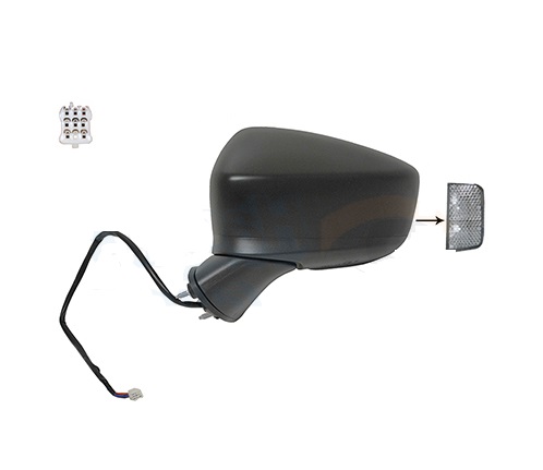 Oglinda usa exterioara Mazda 2 (Dj), 07.2014-, partea Stanga, reglare electrica; carcasa grunduita; incalzit; sticla convexa; geam cromat; 7 pini; cu Lucas; cu functie de unghi mort, View Max