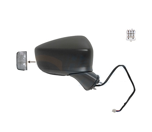 Oglinda usa exterioara Mazda 2 (Dj), 07.2014-, partea Dreapta, reglare electrica; carcasa grunduita; incalzit; sticla convexa; geam cromat; 7 pini; cu Lucas; cu functie de unghi mort, View Max