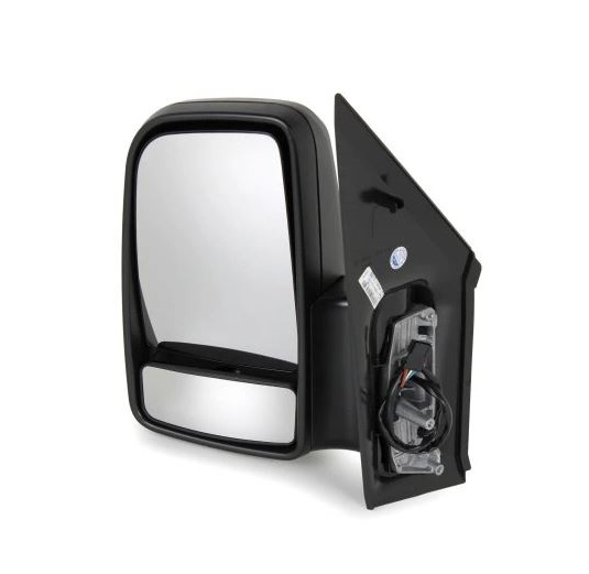 Oglinda usa exterioara Mercedes Sprinter, 02.2018-, Pick-Up, partea Stanga, reglare electrica; carcasa neagra; incalzit; sticla convexa; geam cromat; 10 gauri / 6 pini; scurt, cu Lucas, View Max