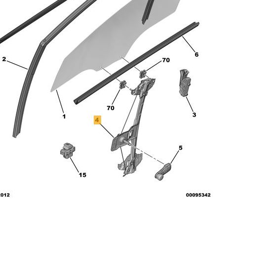 Macara geam fara motoras Peugeot 301, 01.2013-01.2017, Fata partea Stanga, Cod 9674412480, Aftermarket