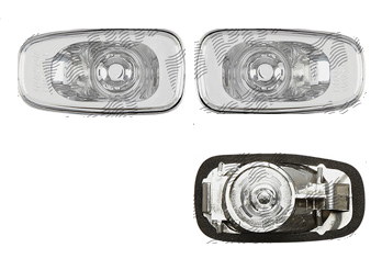 Lampa semnalizare laterala Toyota Prius (Xw20), 10.2003-05.2009; Land Cruiser V8 (Fj200), 11.2007-08.2015; Lexus Is (Xe1), 10.1998-10.2005, fata, Stanga+Dreapta, transparent, silver; fara suport becuri; tuning; fara omologare, Taiwan
