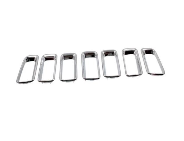 Ornament grila radiator Jeep Compass, 06.2017-, Fata, cromat; complet - 7 buc, Aftermarket