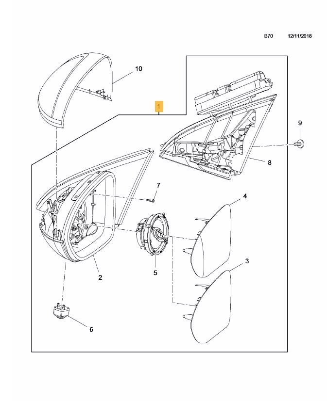 Oglinda usa exterioara Opel Insignia, 03.2017-, partea Stanga, reglare electrica; grunduit; incalzit; sticla asferica; geam cromat, View Max