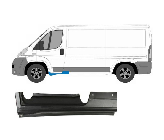 Prag metalic Citroen Jumper (250), 09.2006-08.2014, JUMPER, 06.2014-, Fiat Ducato (250), 09.2006-08.2014; DUCATO, 06.2014-, Peugeot Boxer (250), 09.2006-08.2014, BOXER, 06.2014-, RAM PROMASTER, 02.2013-, partea Stanga, sub usa fata; inaltime 200 mm