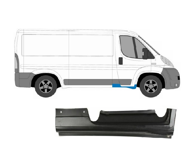 Prag metalic Citroen Jumper (250), 09.2006-08.2014, JUMPER, 06.2014-, Fiat Ducato (250), 09.2006-08.2014; DUCATO, 06.2014-, Peugeot Boxer (250), 09.2006-08.2014, BOXER, 06.2014-, RAM PROMASTER, 02.2013-, partea Dreapta, sub usa fata; inaltime 200 mm,