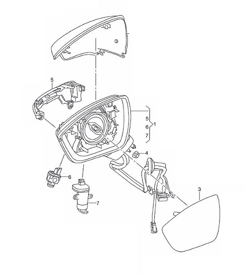 Oglinda usa exterioara Seat Ateca, 07.2016-, partea Stanga, reglare electrica; grunduit; incalzit; sticla convexa; geam cromat; rabatabil; 16 gauri / 9 pini; cu Lucas; cu lampa perimetru, View Max