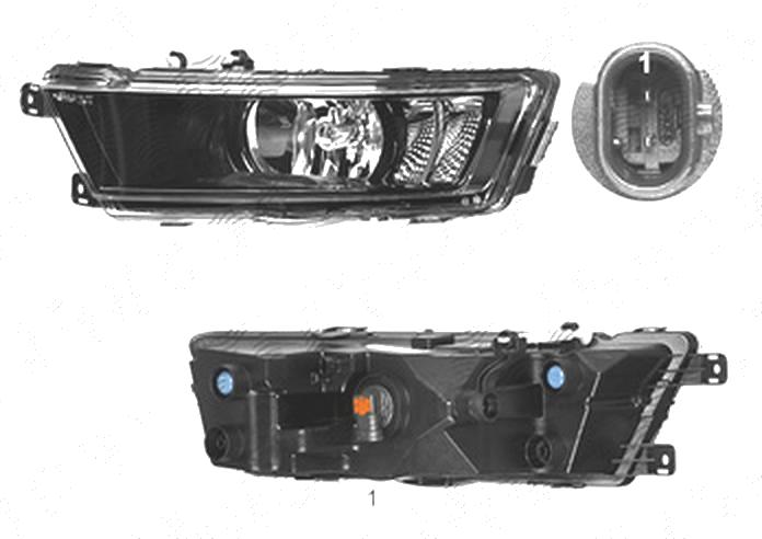 Proiector ceata Skoda Rapid (Nh), 10.2012-, fata, Stanga, cu LED daytime running light; H8+LED; negru;