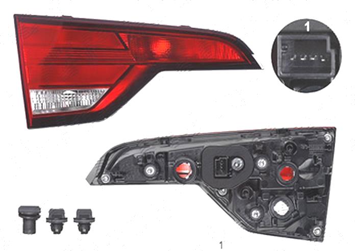 Stop spate lampa Audi A4/S4 (B9), 11.2015- Model Avant, spate, Stanga, partea interioara; cu suport becuri, AL (Automotive Lighting)