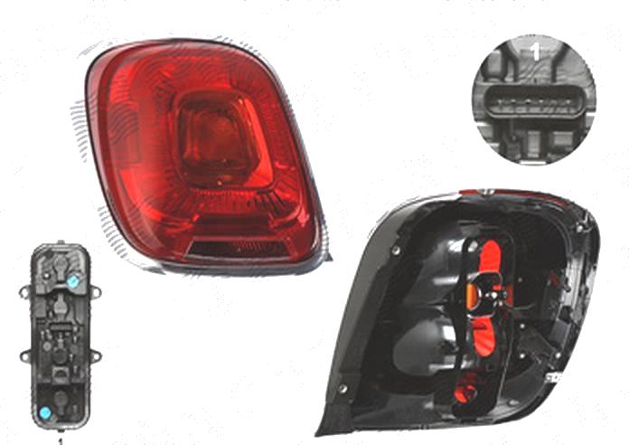 Stop spate lampa Fiat 500x, 04.2015-, spate, Stanga, cu lampa ceata; P21W; cu suport becuri;