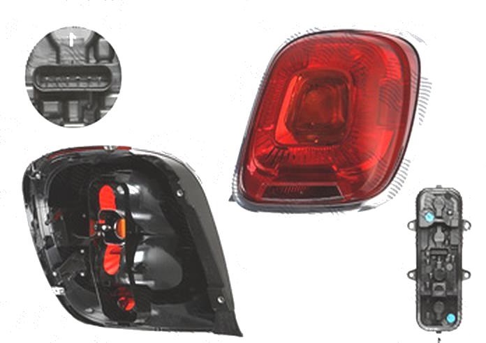 Stop spate lampa Fiat 500x, 04.2015-, spate, Dreapta, cu mers inapoi; P21W; cu suport becuri;