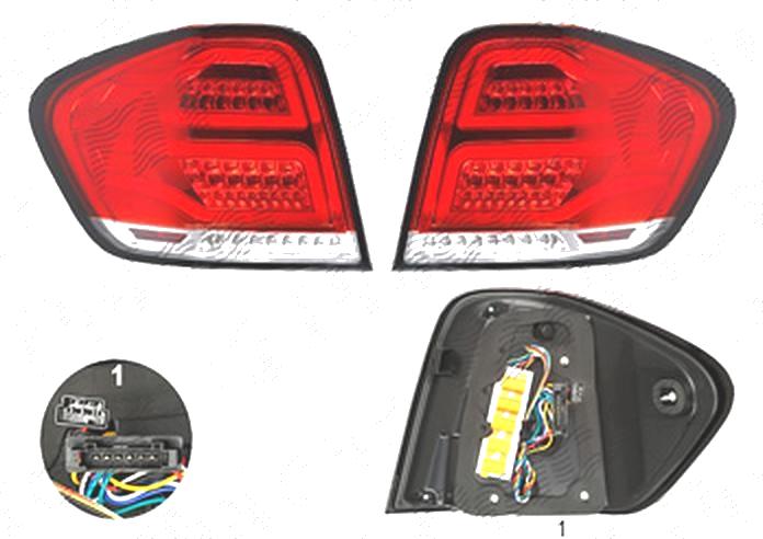 Stop spate lampa Mercedes Clasa Ml (W164), 07.2005-06.2008, spate, Stanga+Dreapta, LED; red, transparent; tuning, Taiwan