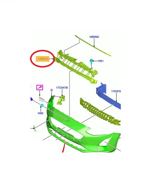 Suport bara de protectie Ford Focus, 04.2018-, Fata, Aftermarket
