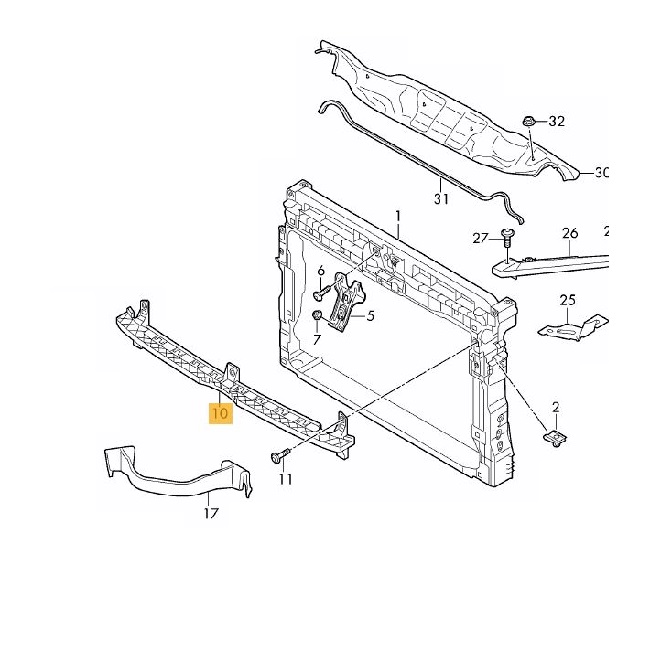 Suport fixare grila masca - trager VW Golf Sportsvan, 02.2014-, Model Highline, Cod 510805706, Fata, Aftermarket