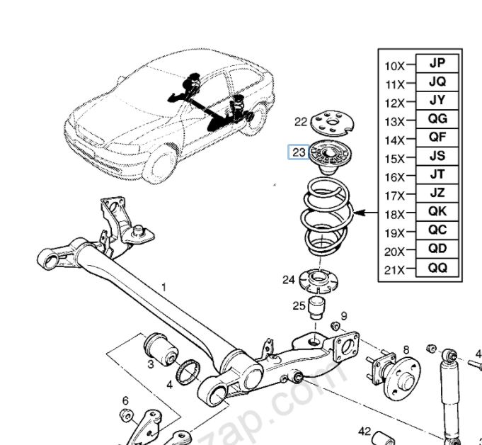 Tampon cauciuc suspensie Opel Astra F, Astra G (F48, F08), Astra H (L48) Teknorot parte montare : Punte spate, Stanga/ Dreapta