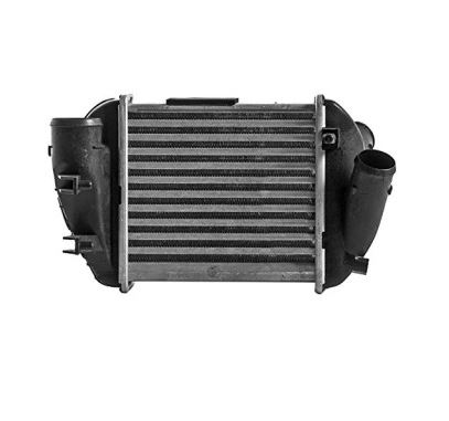 Intercooler Audi A4 (B6), 04.2001-05.2006, motor 2.5 TDI, diesel, cutie manuala, aluminiu brazat/plastic, 199x189x64 mm, intercooler stanga; fara senzor presine, sonda senzor 12mm,