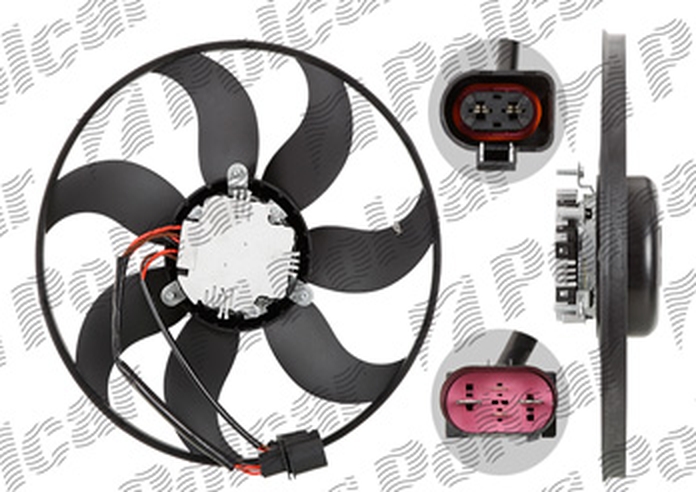 GMV ventilator radiator Audi A1 (8X), 2010-2018, motor 1.4 TFSI, benzina, 2.0 TDI, diesel, 220 W; 360 mm; (4 +2) pini, Tip Siemens / Brose