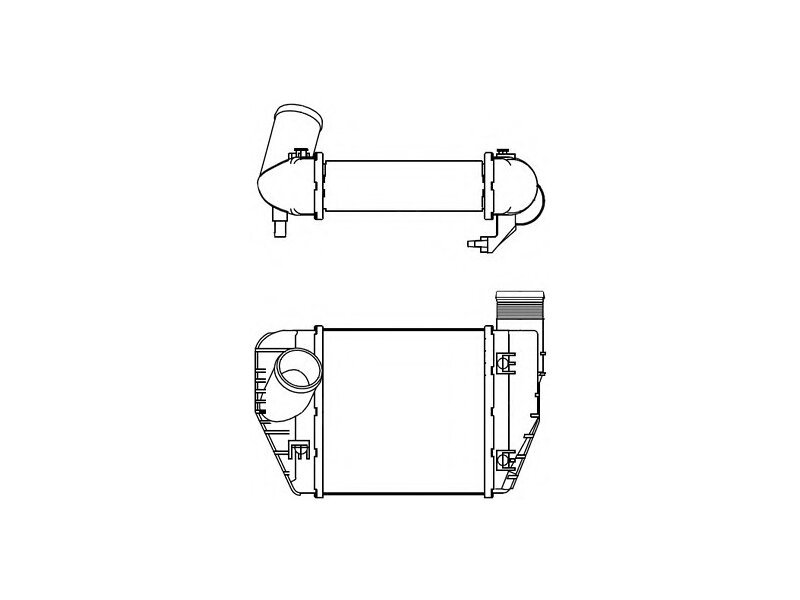 Intercooler Audi A6/A6 Allroad (C6), 07.2004-08.2011, motor 2.0 TDI, diesel, 2.0 TFSI, benzina, cu/fara AC, aluminiu brazat/plastic, 200x202x62 mm, fara senzor de presiune; alezaj senzor 12mm,