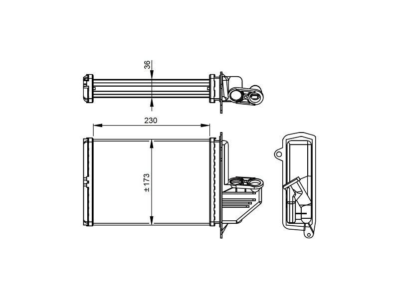 Radiator Incalzire BMW Seria 3 E36, 11.1989-08.2000, diesel, benzina, fara AC, Tip Behr, aluminiu mecanic/plastic, 240x176x40 mm, SRLine