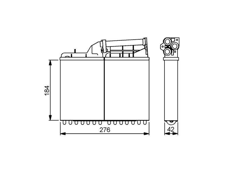 Radiator Incalzire BMW Seria 5 E34, 06.1987-01.1997, 518g, 518i, motor 1.8; 520i, motor 2.0 R6, benzina, fara AC, tip Valeo, aluminiu mecanic/plastic, 278x184x42 mm, SRLine