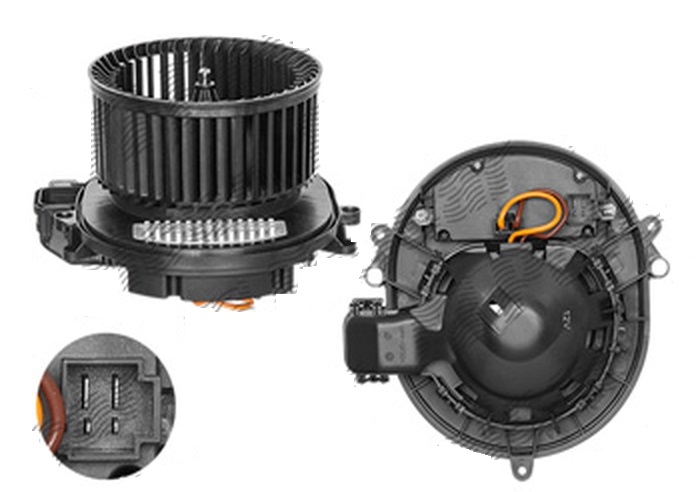 Ventilator habitaclu BMW Seria 1 F20/21, 2011-2019, motor 1.6 D, 2.0 d, diesel, 1.6 T, 2.0 T, 3.0 R6 T, benzina, cu modul de control electronic, cu 4 pini, diametru 156 mm,