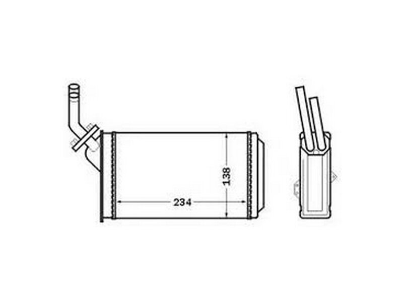 Radiator Incalzire Peugeot 106, 09.1991-07.2004, Citroen AX, 09.1986-04.1997, diesel, benzina, cu conducte, aluminiu mecanic/plastic, 234x138x42 mm, SRLine