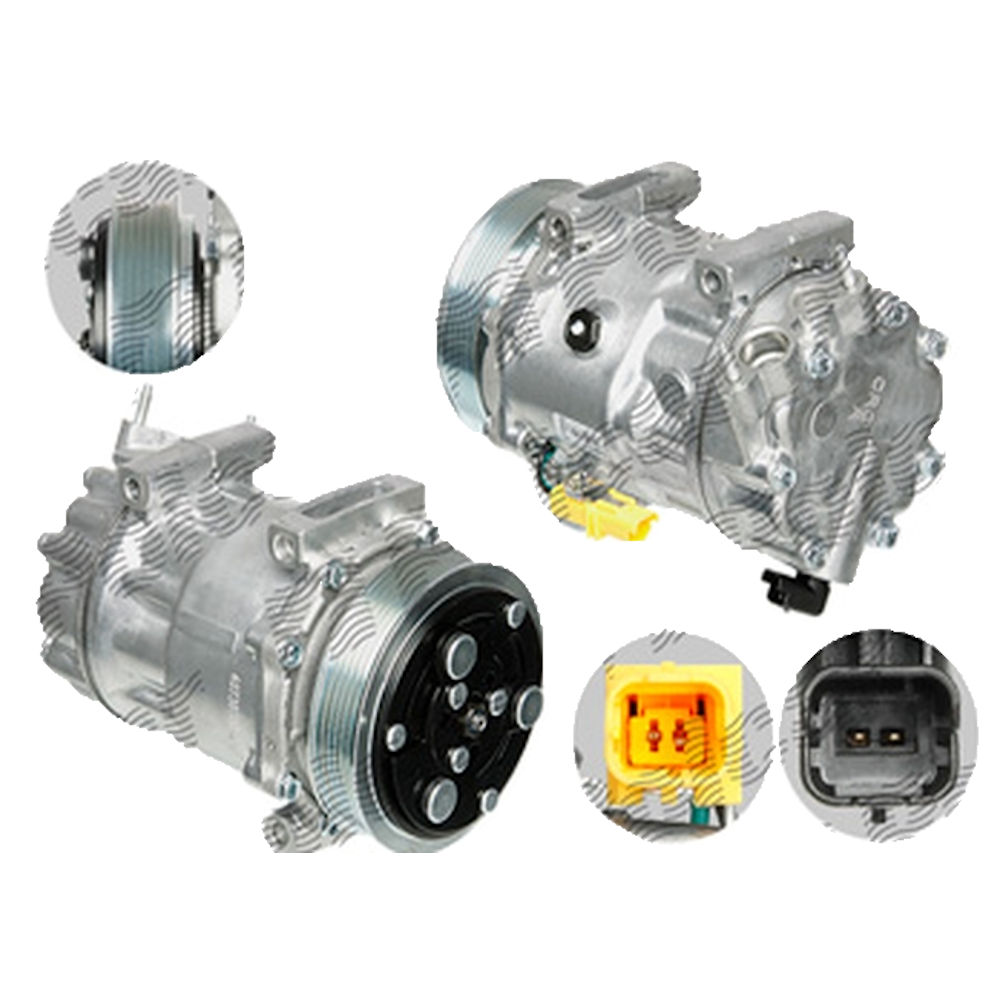 Compresor aer conditionat Citroen Berlingo, 2008-2018, motorizare 1.6 HDI, diesel si 1.6, benzina, rola curea 119 mm, 6 caneluri, tip Sanden: SD7C16