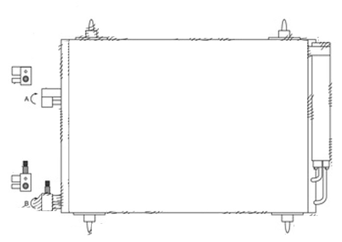 Condensator climatizare Citroen C5, 03.2001-08.2004, motor 1, 8/2.0, 3.0 V6 benzina; 2.0 HDI, 2, 2 HDI diesel, full aluminiu brazat, 560(520)x365x20 mm, cu uscator integrat